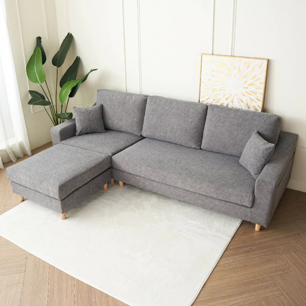 【H&D東稻家居】貓抓布獨立筒L型沙發