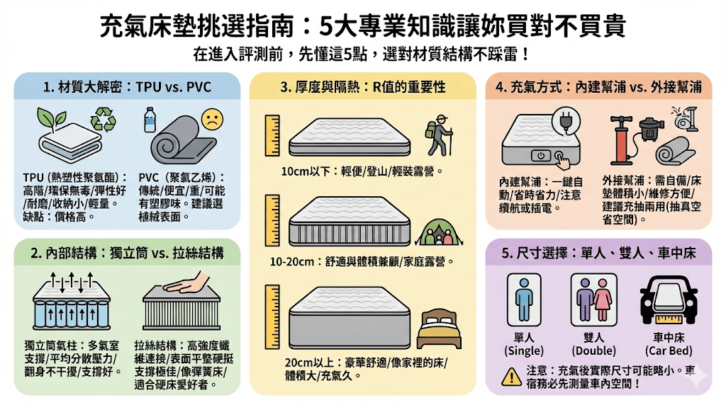 充氣床墊挑選指南