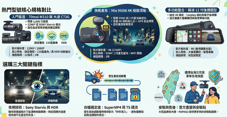 2026年人氣汽車行車紀錄器一覽