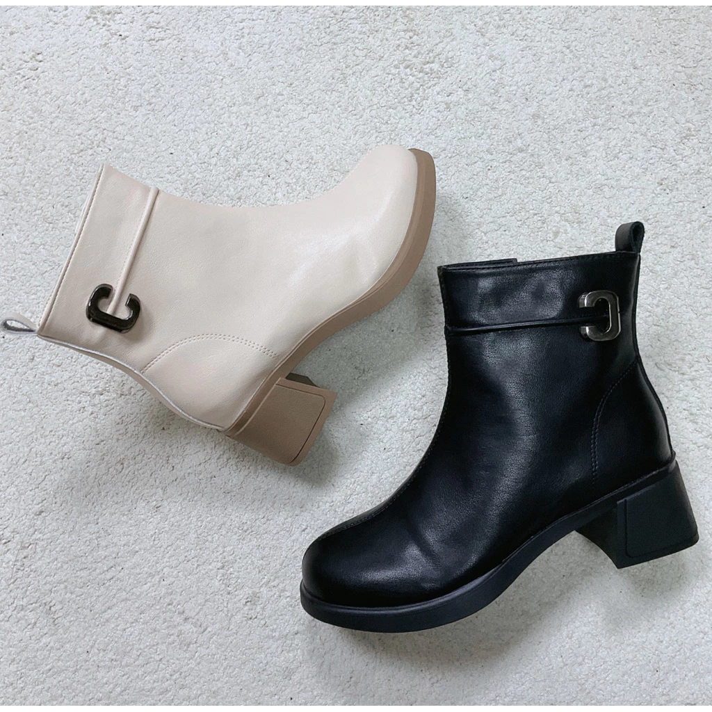 【Uneed】短靴 短筒靴 低跟靴 粗跟靴