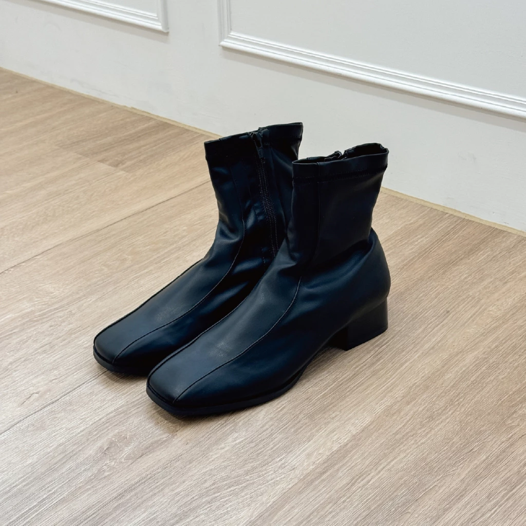 超好穿 粗跟 踝靴 3.5cm 雙縫線 短靴