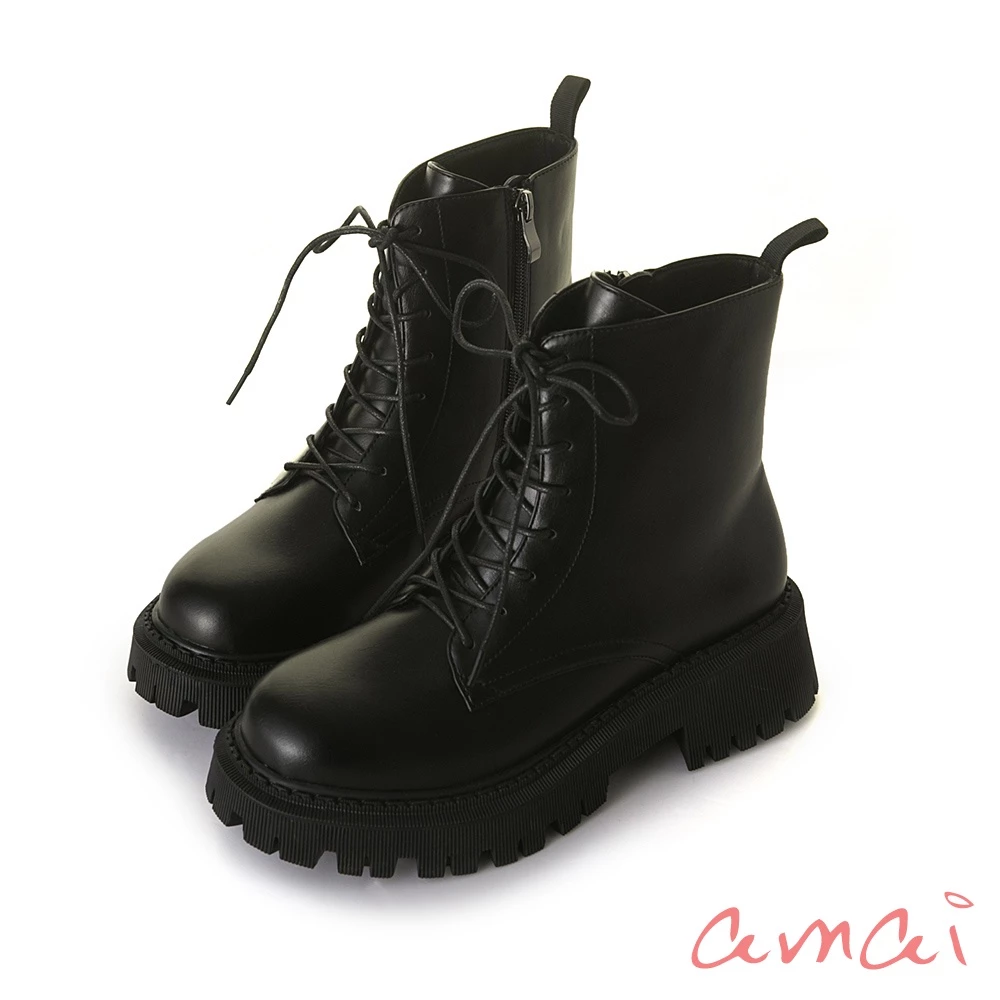 amai 經典百搭厚底馬丁靴 低跟靴 機車靴 